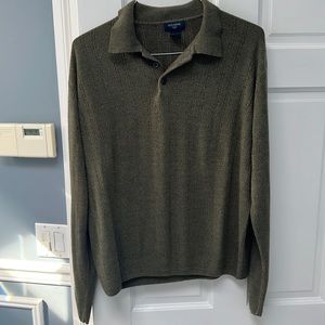 Dockers Long Sleeve Polo Dark Green Size Medium Mens